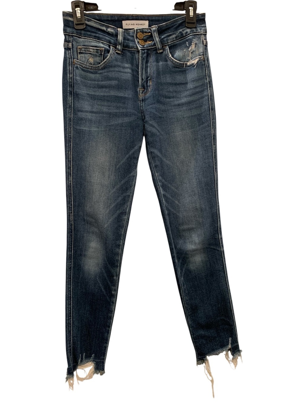 FLYING MONKEY ANKLE SKINNY, FACTORY FRAYED DENIM. GREAT CONDITION!